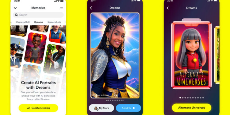 Los usuarios de Snapchat pronto podrán crear selfies con IA generativa en la sección Recuerdos de la aplicación. (Snapchat)